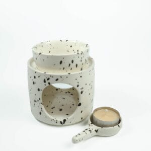 Rechaud Cerâmico para Wax Melt Quartzo – Branco Salpicado